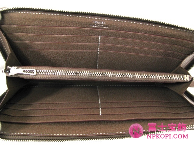 エルメスエヴリンロングラウンド長財布エトゥープ（金具：シルバー）HERMES328013